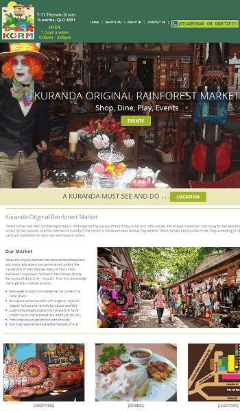 Website Design down under ONLINE - Kuranda Original Rainforest Market