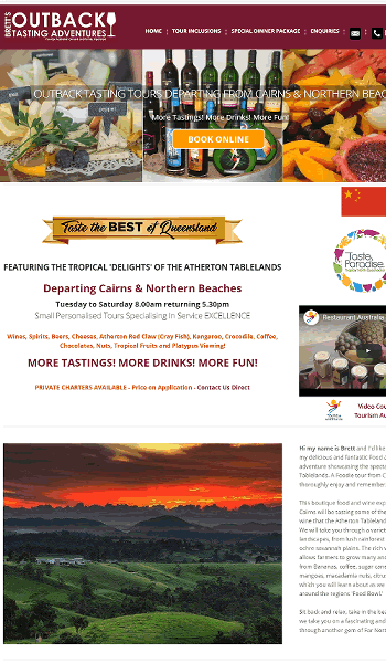 Website Design down under ONLINE - Cairns Food & Wine Tours